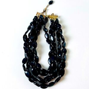 Vintage Necklace Black Beads Jewelry